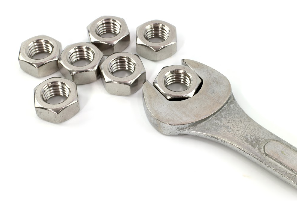 Pile of Machine Screw Nuts with Wrench